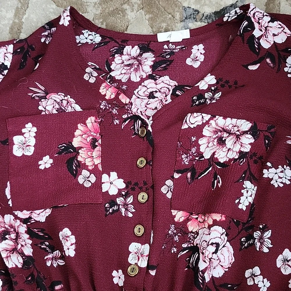 💙Ardene Size S - Beautiful NEW Burgundy Floral Patterned Dress (Lined) - Picture 4 of 5